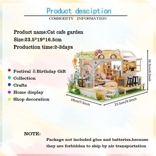 Foto 7 | Casa de Muñecas Miniatura Cat Cafe Garden Hjbh Diy - Venta Internacional