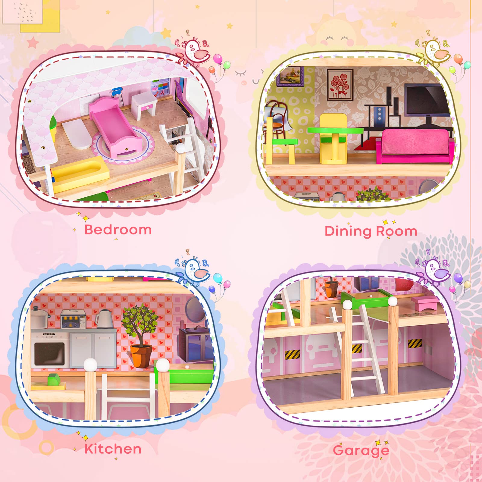 Foto 5 pulgar | Casa de Muñecas Costzon de Madera con Muebles - Venta Internacional