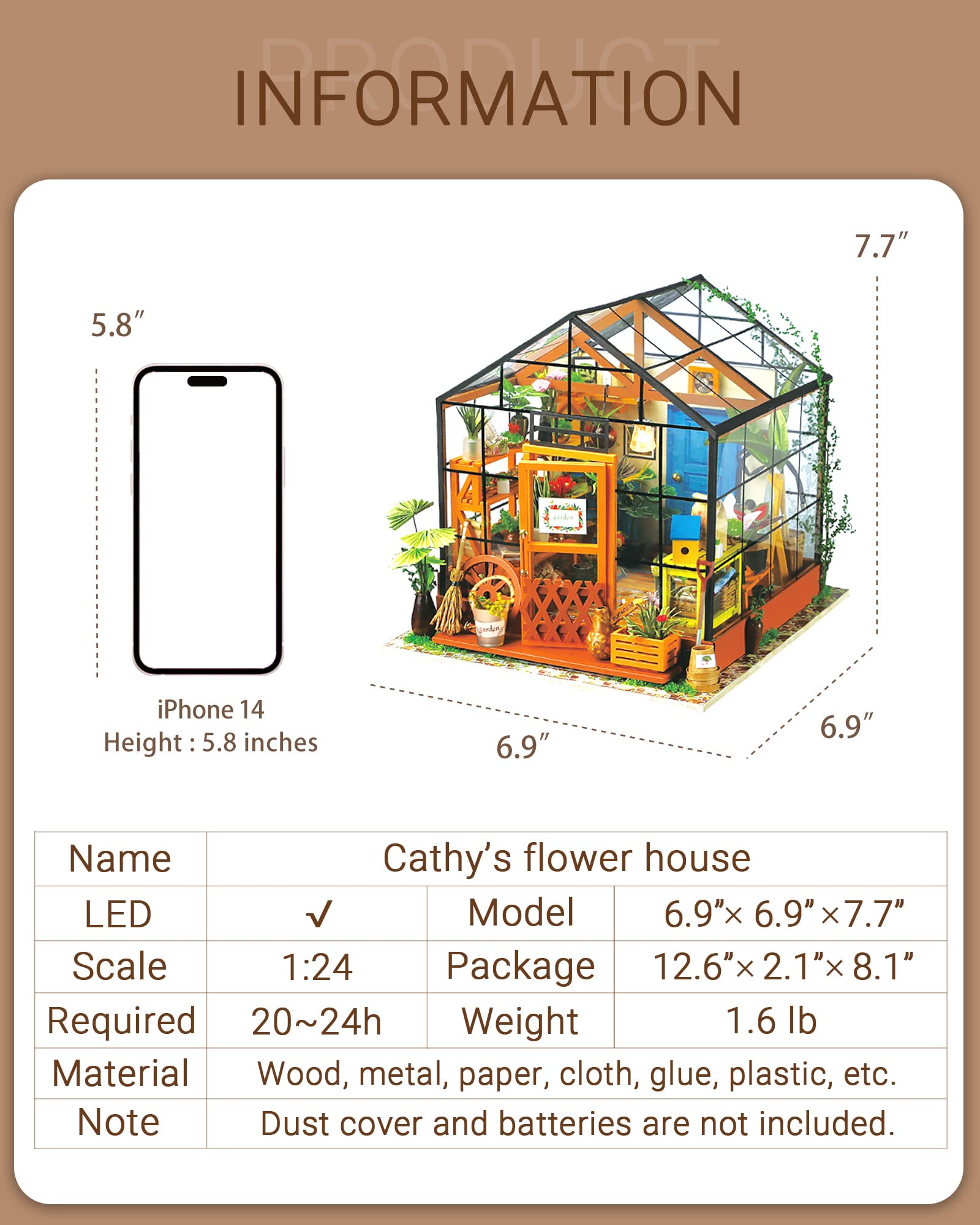 Foto 7 pulgar | Kit Casa de Muñecas en Miniatura para Bricolaje Rolife Green House con Muebles - Venta Internacional