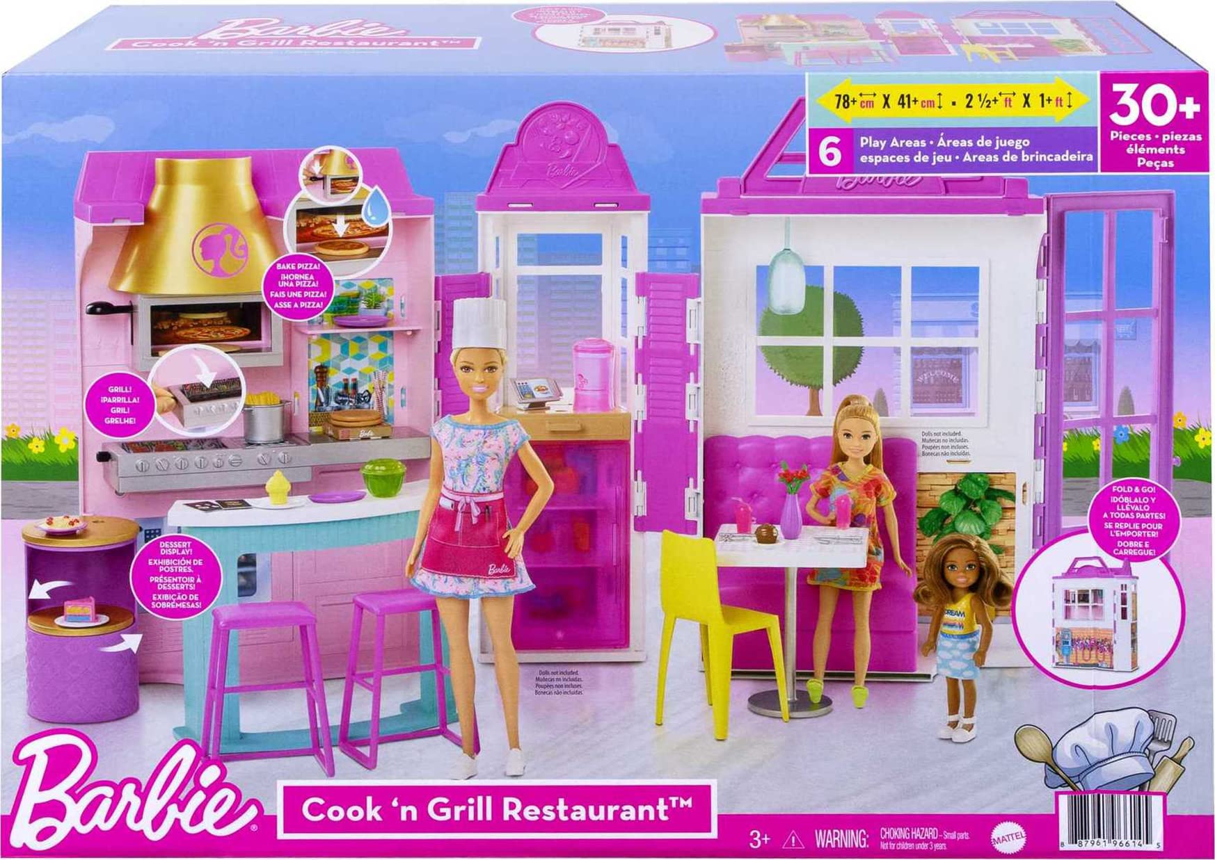 Foto 6 | Playset Barbie Cook 'n Grill para Restaurante 30 Piezas - Venta Internacional