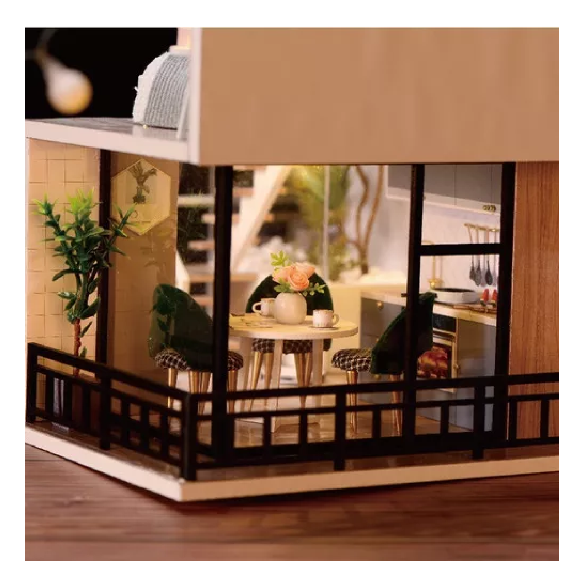 Foto 5 pulgar | Casita De Muñeca Madera Miniatura Con Muebles Música Led