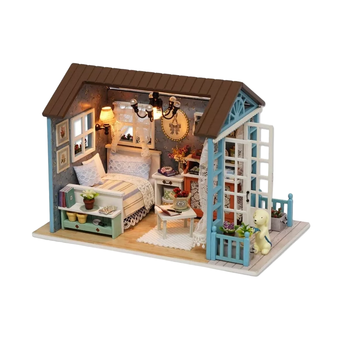 Foto 1 | Casita Para Muñecas Casa Diy Con Muebles Led Miniatura Perro