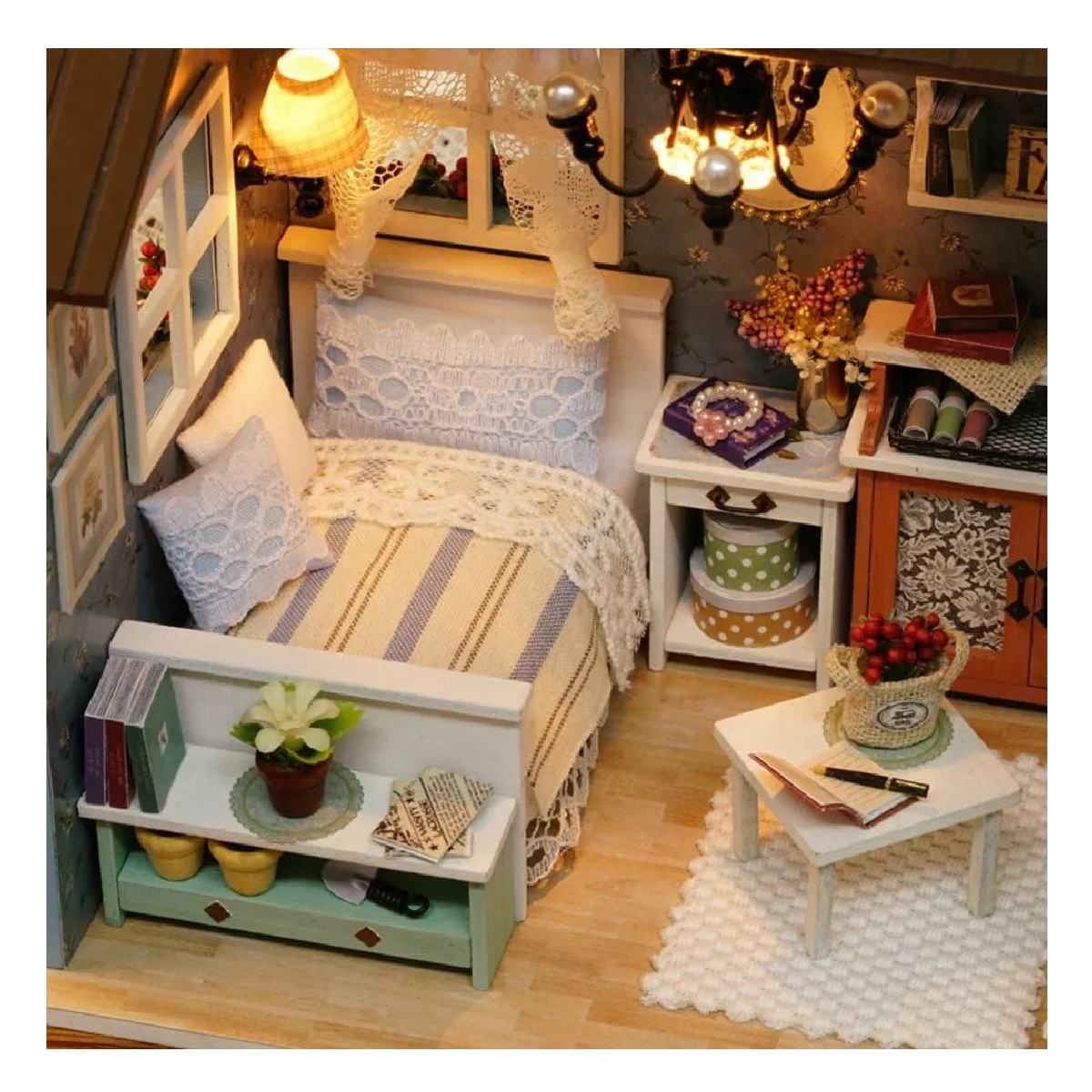 Foto 2 | Casita Para Muñecas Casa Diy Con Muebles Led Miniatura Perro