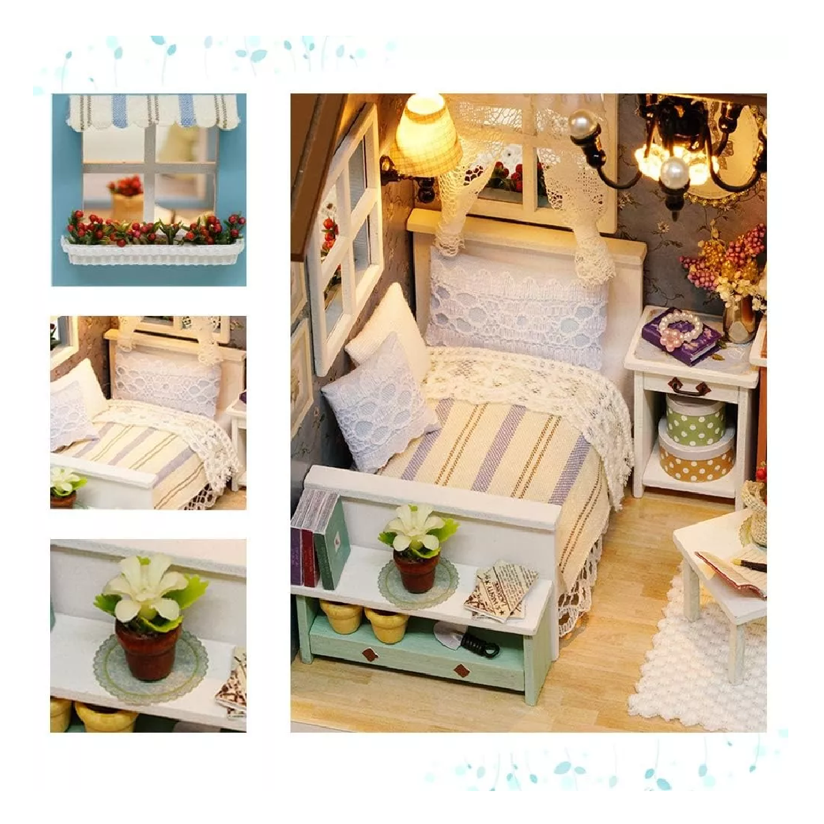 Foto 4 | Casita Para Muñecas Casa Diy Con Muebles Led Miniatura Perro