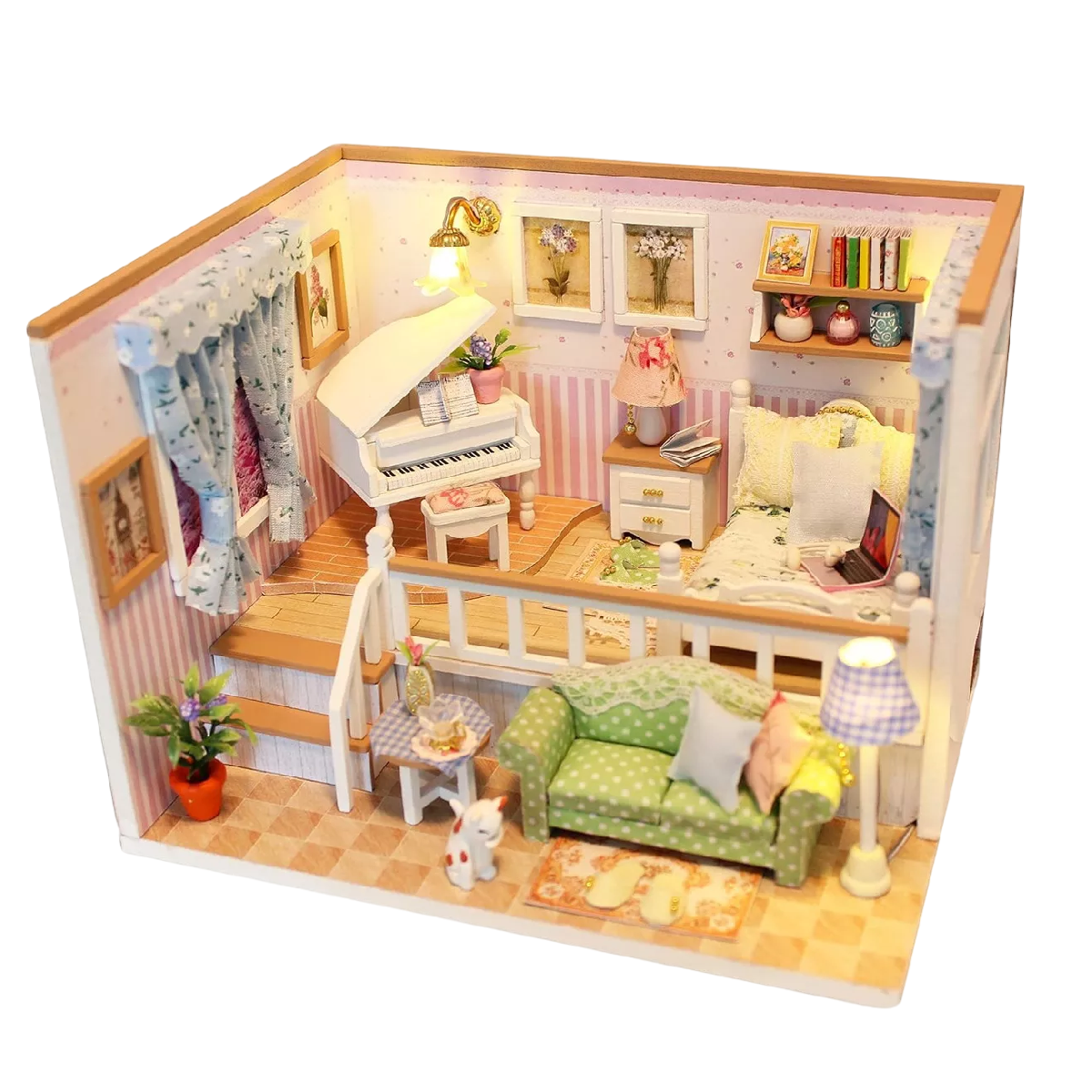 Foto 2 pulgar | Casita De Muñeca Mini Casa De Madera Para Armar Y Accesorios