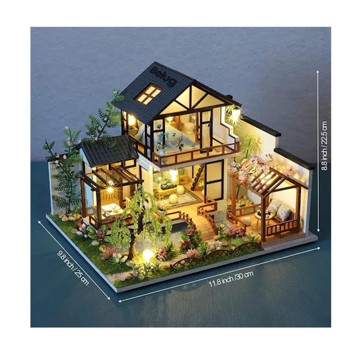 Foto 3 pulgar | Villa Casita Muñecas Con Piscina Muebles Led Miniatura
