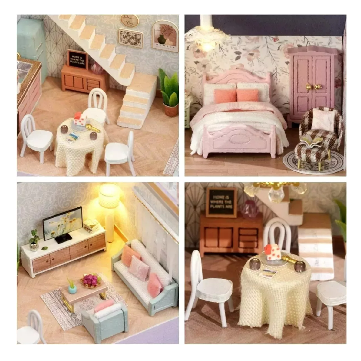 Foto 3 pulgar | Casitas De Madera Para Muñecas Miniatura Juguete Purpura