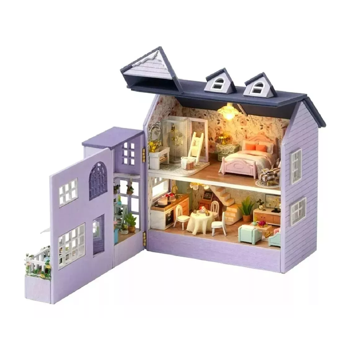 Foto 4 pulgar | Casitas De Madera Para Muñecas Miniatura Juguete Purpura