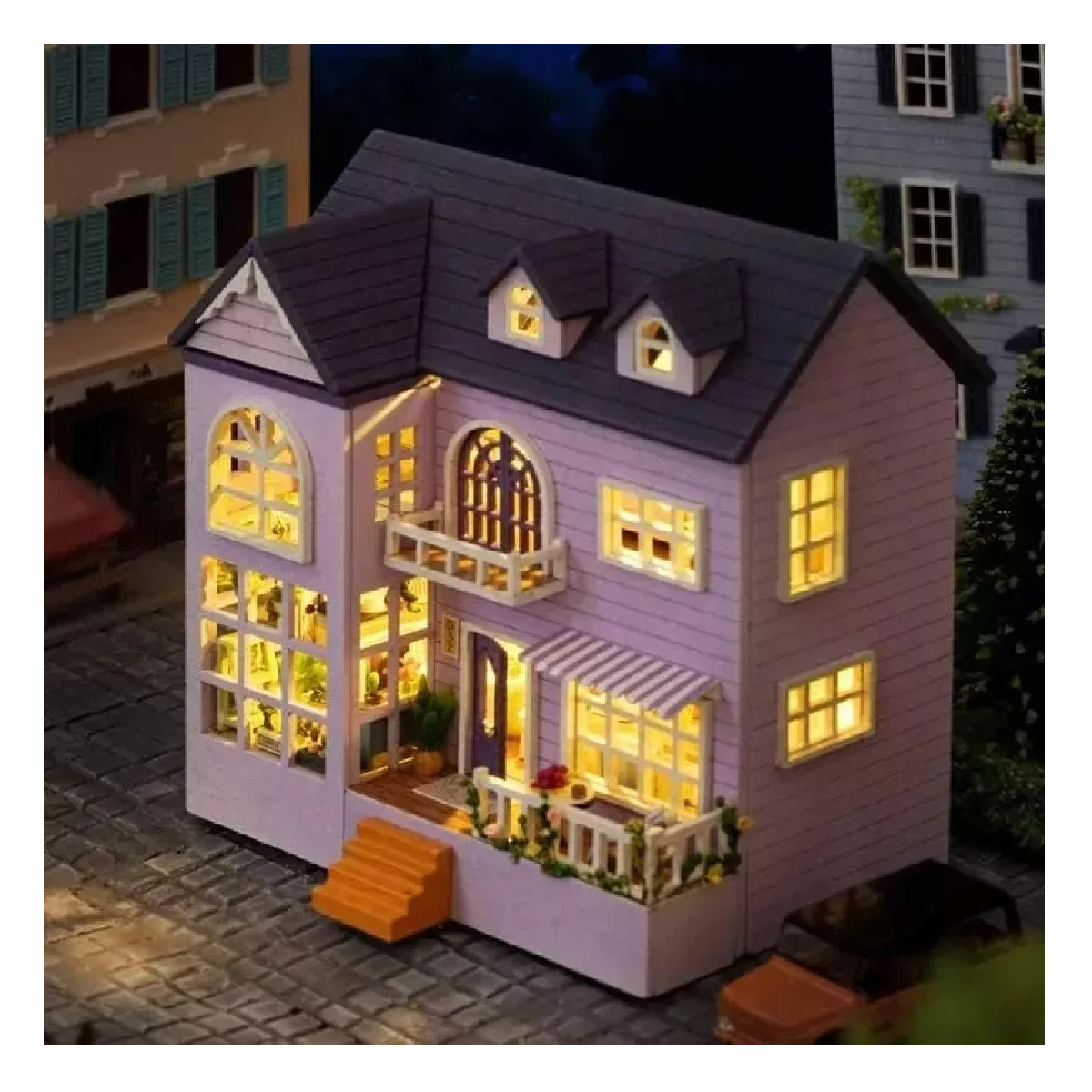 Foto 5 pulgar | Casitas De Madera Para Muñecas Miniatura Juguete Purpura