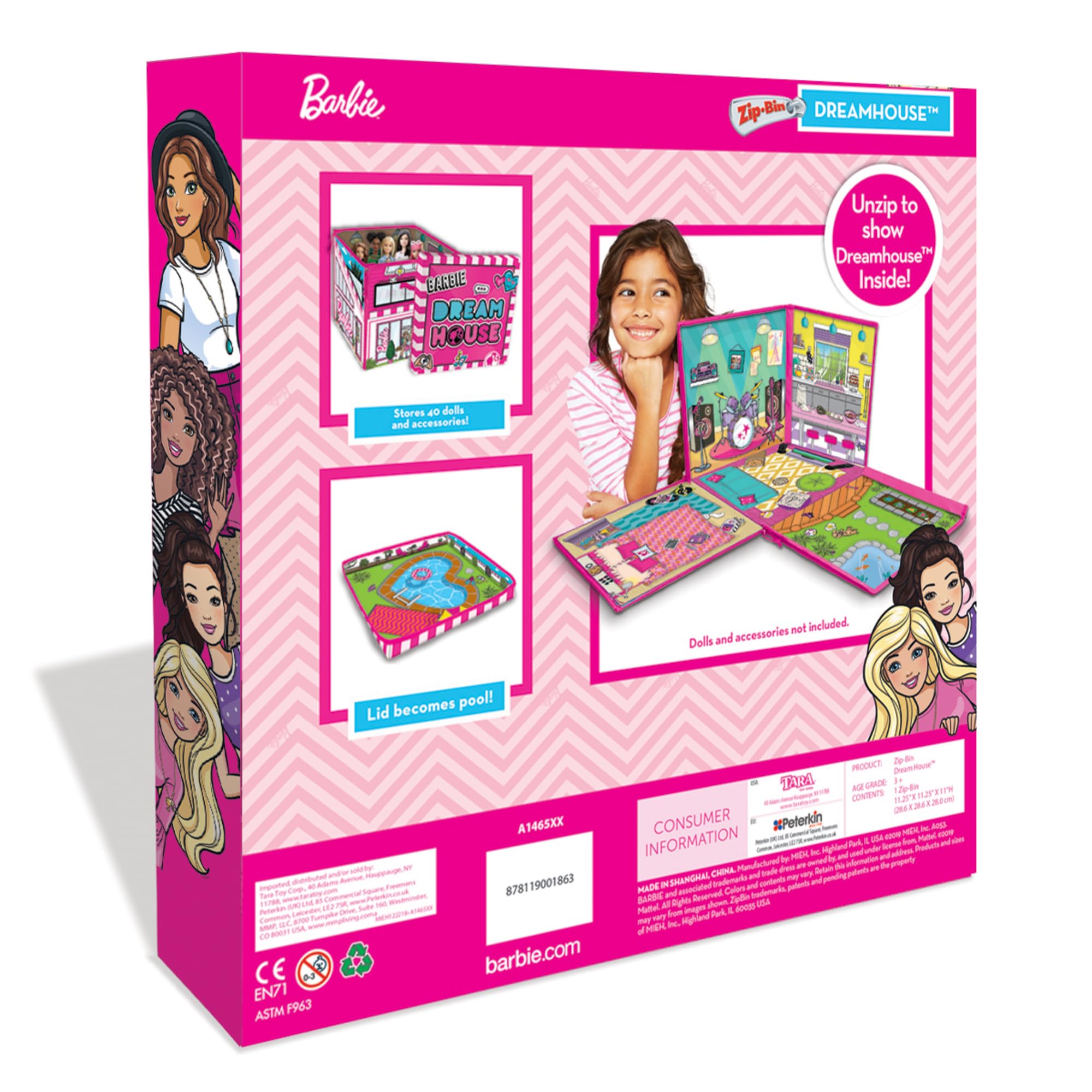 Foto 4 pulgar | Caja De Juguetes Y Tapete Barbie Zipbin 40 Doll Dream House - Venta Internacional.
