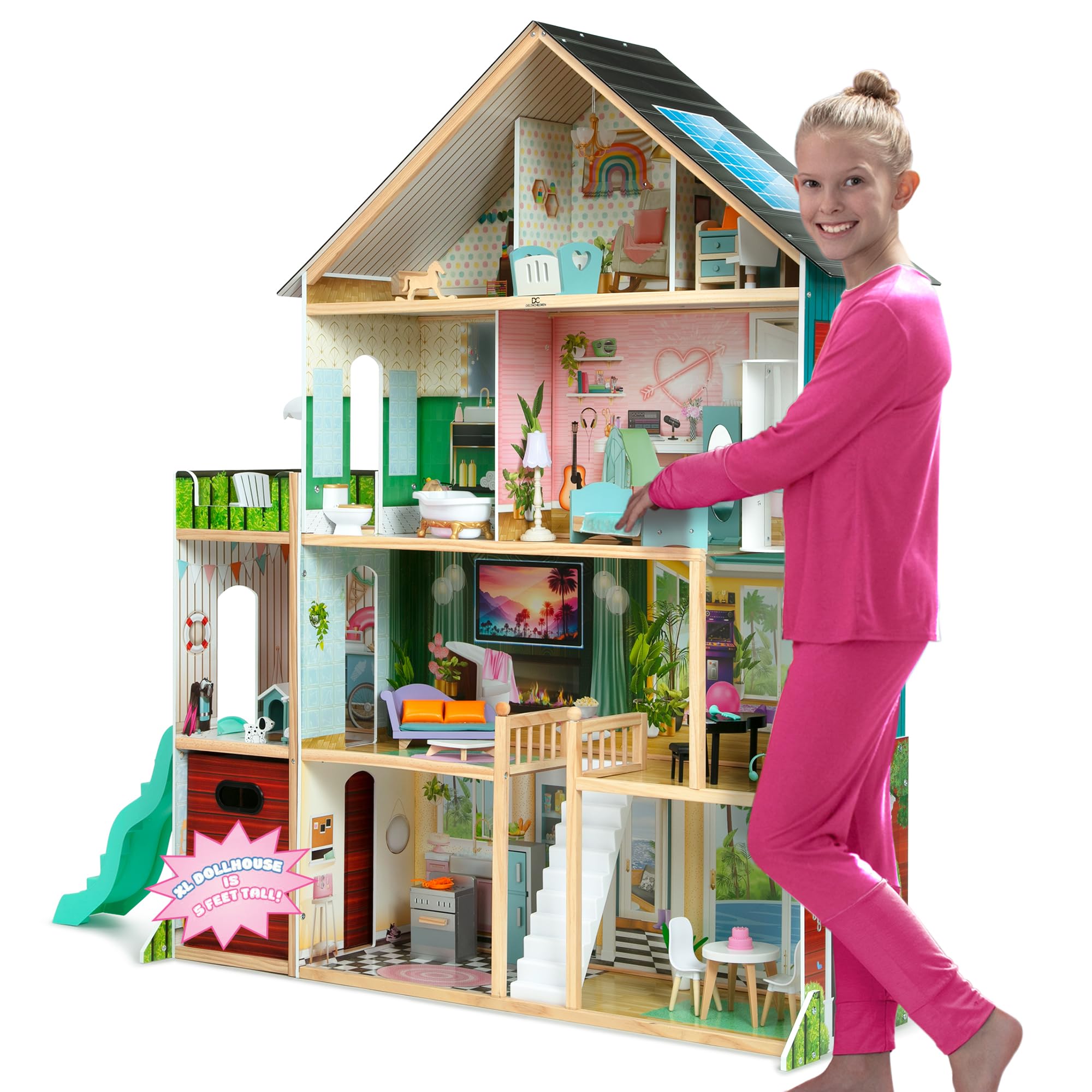 Casa De Muñecas Delta Children Deluxe Maui De 4 Pisos Con Acceso Para 50 Personas. - Venta Internacional.