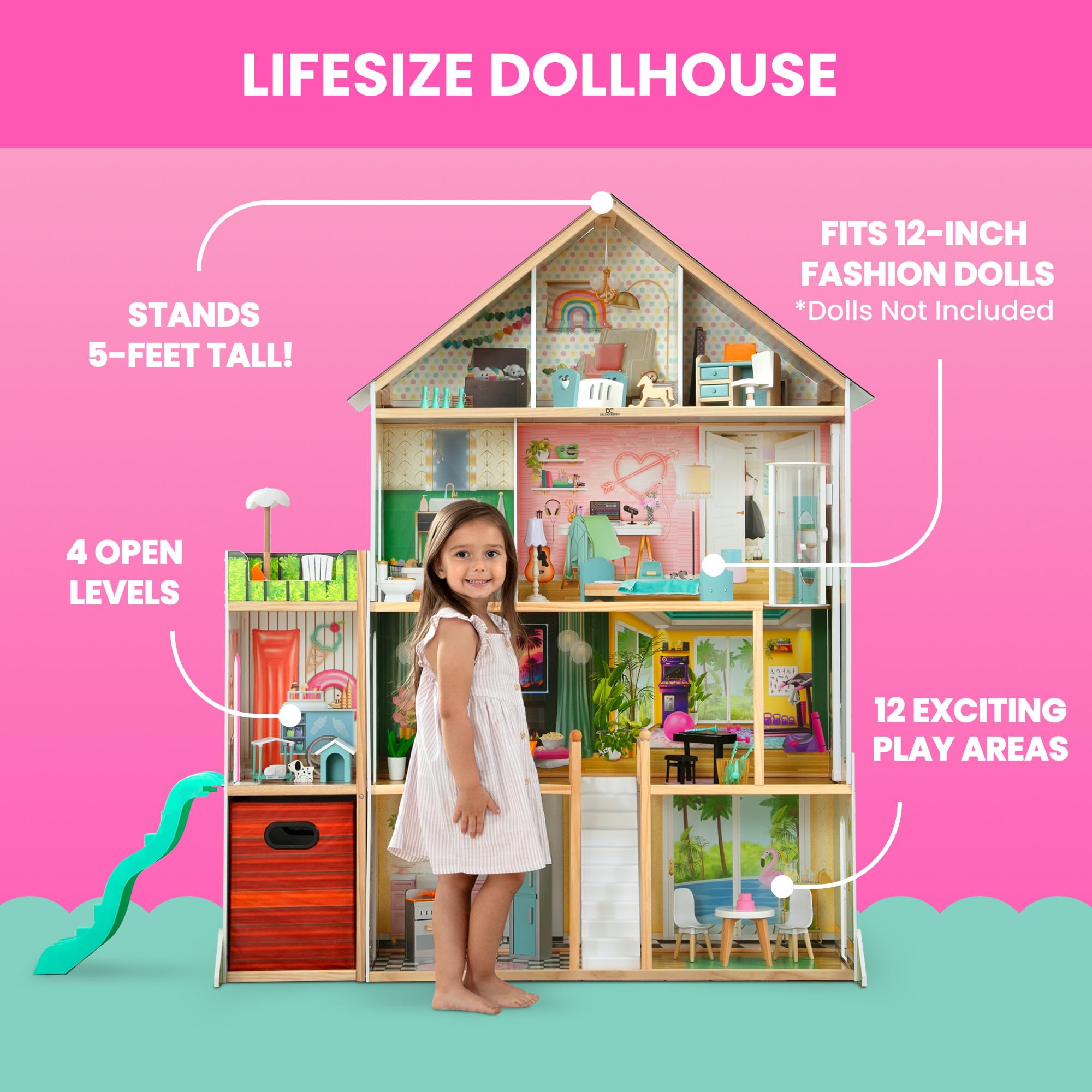 Foto 4 pulgar | Casa De Muñecas Delta Children Deluxe Maui De 4 Pisos Con Acceso Para 50 Personas. - Venta Internacional.