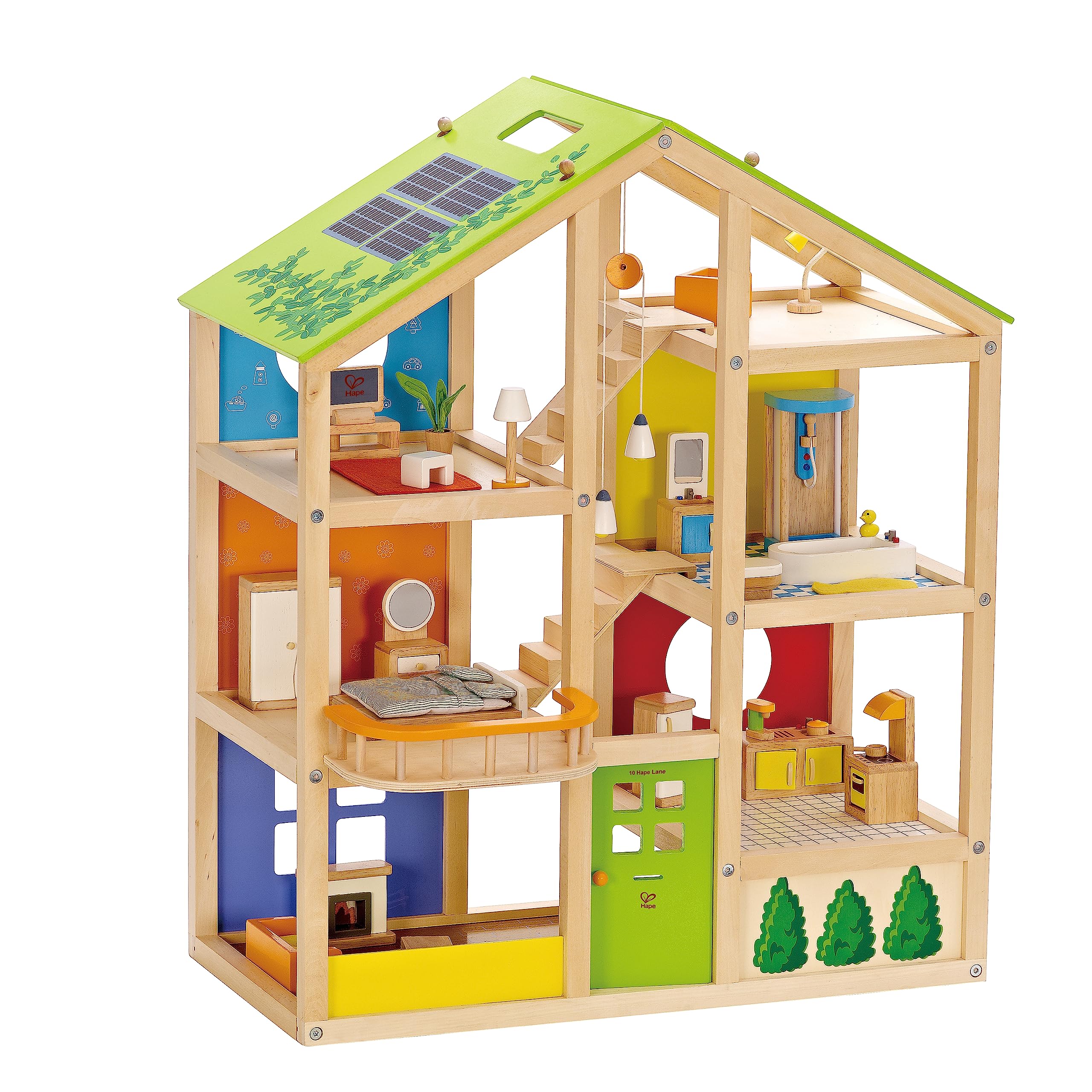 Casa De Muñecas Hape All Seasons Kids De 3 Pisos Con Muebles Y Acceso. - Venta Internacional.