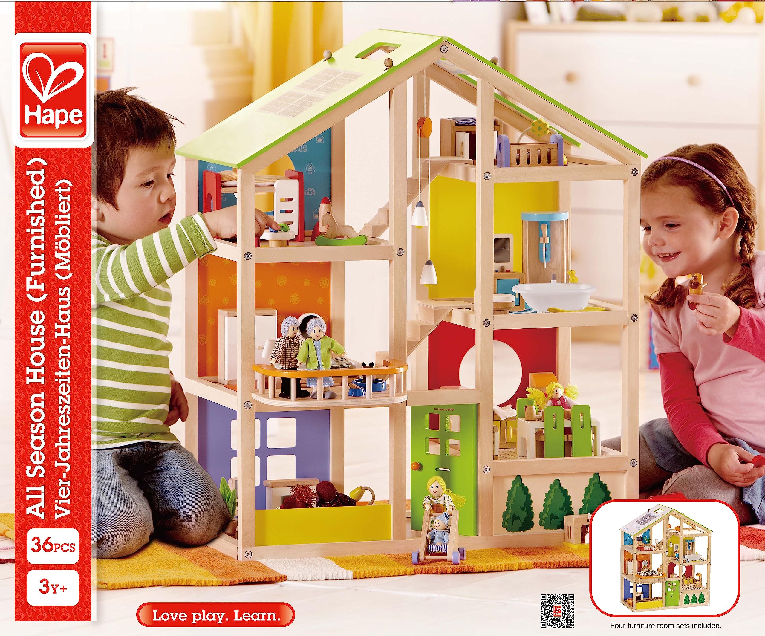 Foto 3 pulgar | Casa De Muñecas Hape All Seasons Kids De 3 Pisos Con Muebles Y Acceso. - Venta Internacional.
