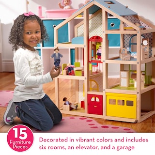 Foto 2 | Casa De Muñecas Melissa & Doug Hi-rise De Madera Con 15 Muebles - Venta Internacional.