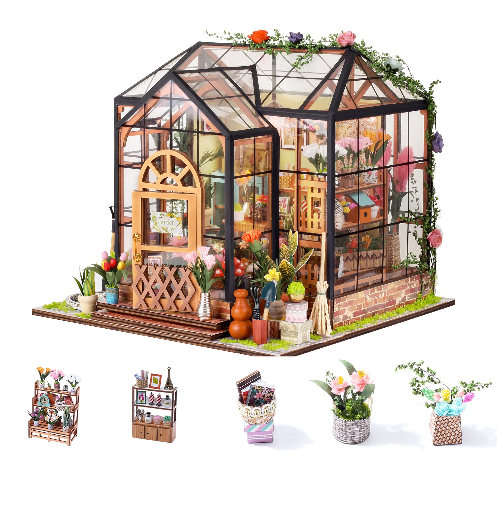 Casa De Muñecas Flever Jenny's Greenhouse Con Muebles A Escala 1:24 - Venta Internacional.