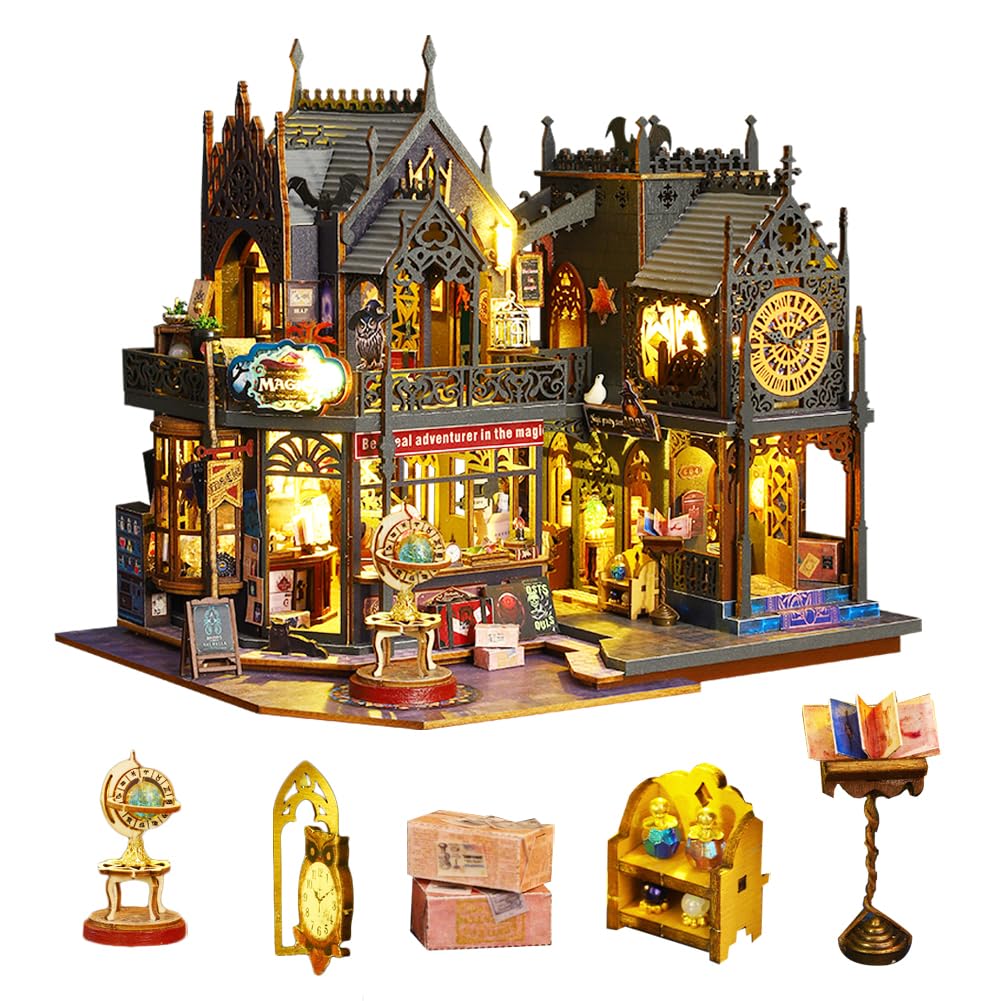 Conjunto De Madera Dollhouse Creative Para Halloween Con Luz Led - Venta Internacional.