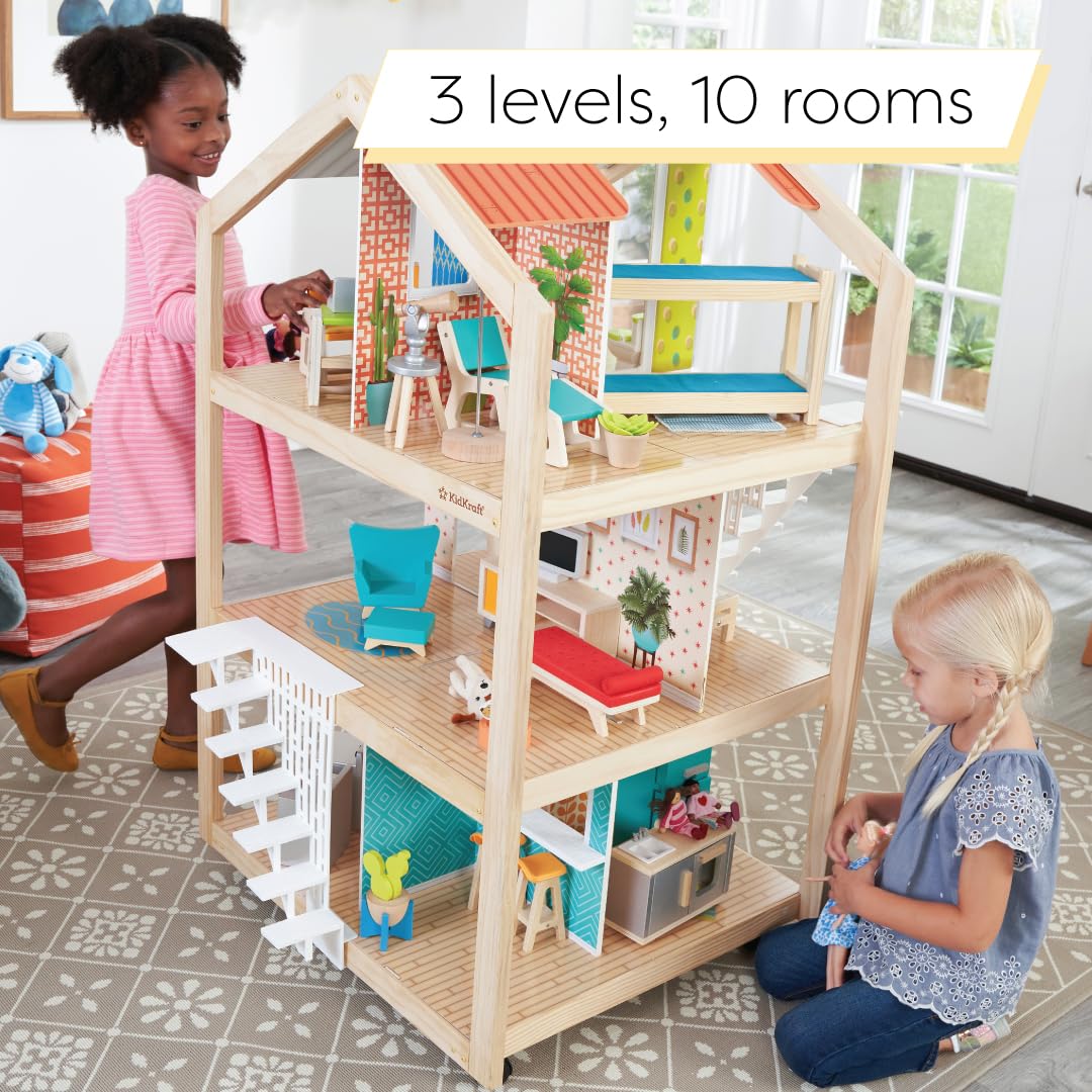 Foto 4 pulgar | Casa De Muñecas Kidkraft So Stylish Mansion Wooden 360 Play, Más De 3 Años - Venta Internacional.
