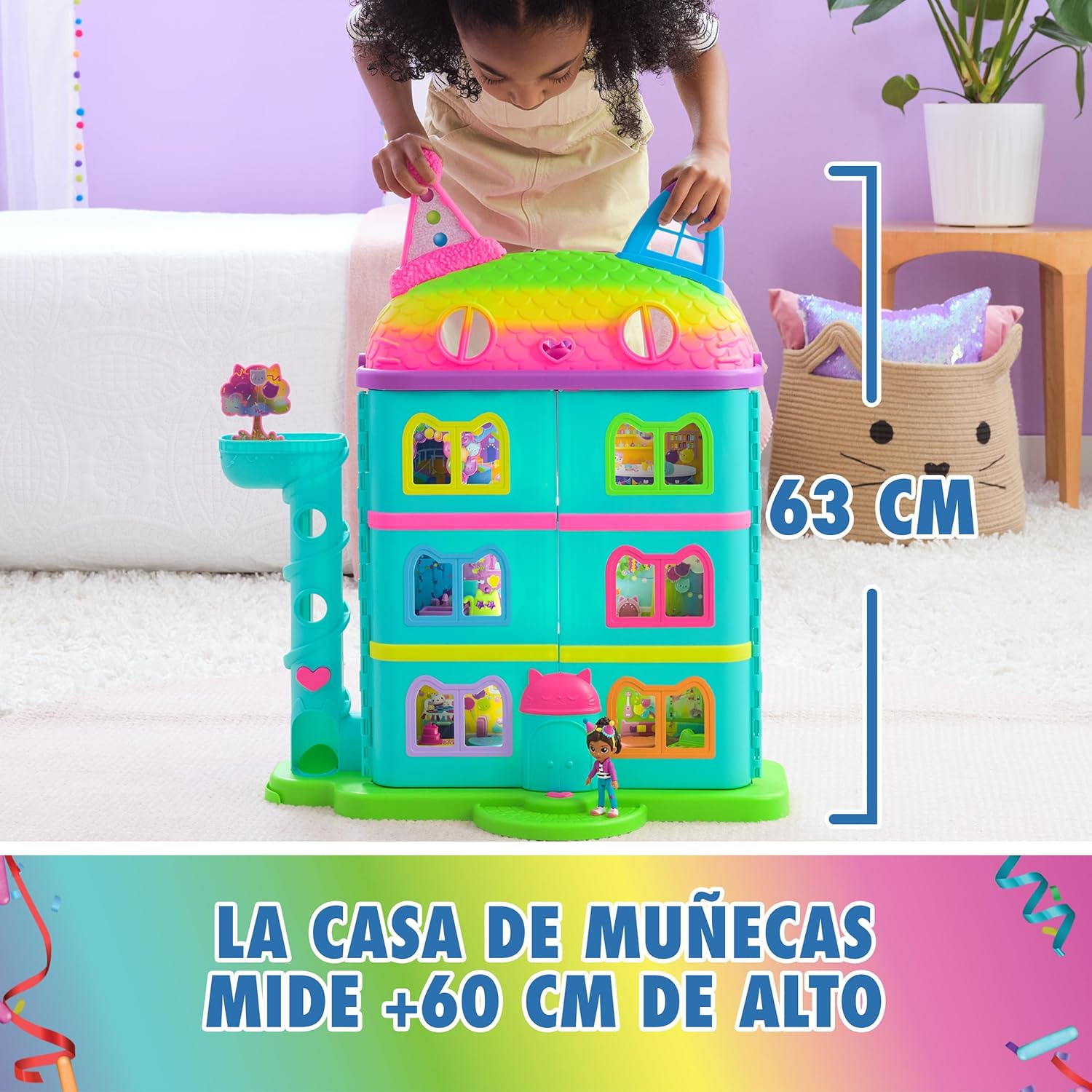 Foto 6 pulgar | Gabby's Dollhouse Casa De Muñecas Arcoíris Con 15 Piezas