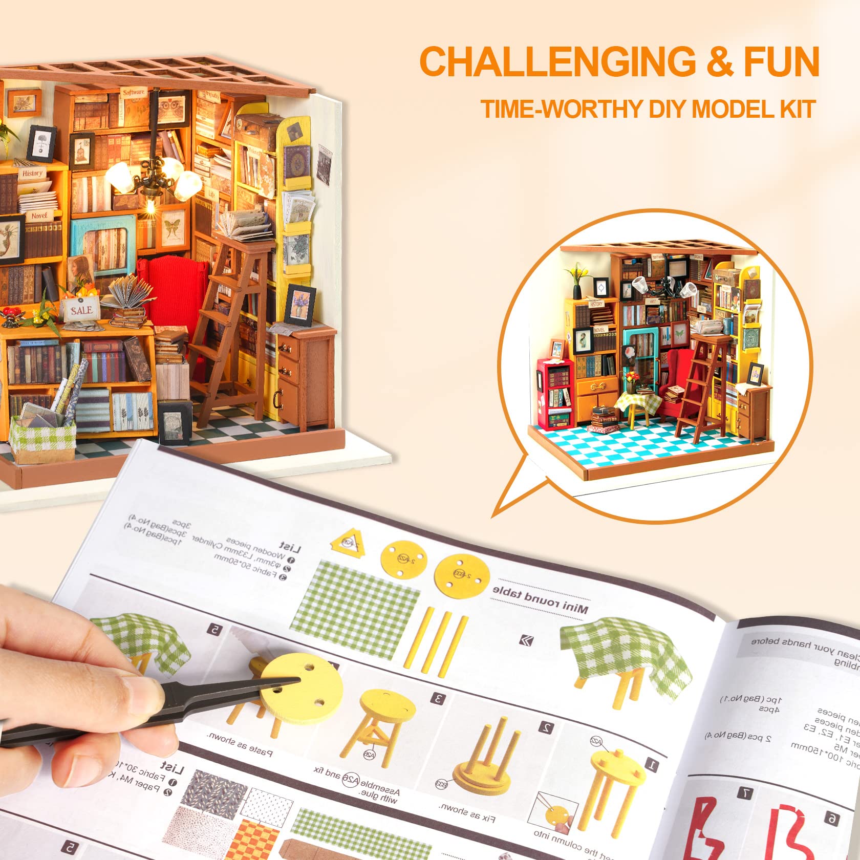 Foto 4 | Kit De Casa De Muñecas En Miniatura Rowood Sam's Study Con Led A Escala 1:24 - Venta Internacional.