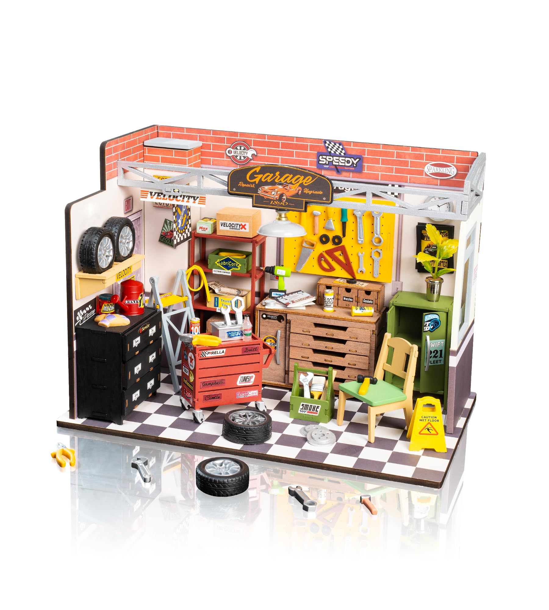Kit De Casa En Miniatura Rowood Garage Workshop Con Led Para Adultos - Venta Internacional.