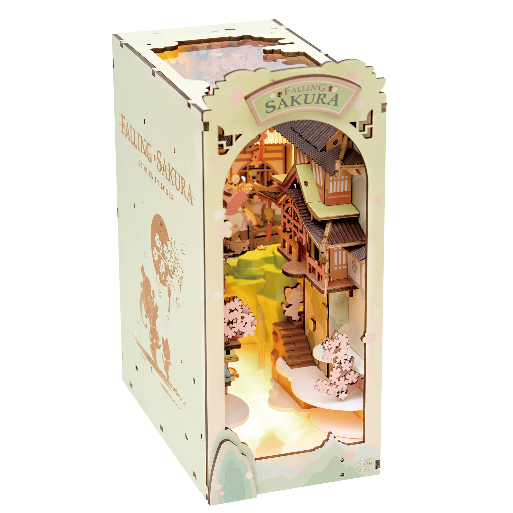 Kit De Rincón Para Libros En Miniatura Para Bricolaje Rowood Falling Sakura Con Led - Venta Internacional.
