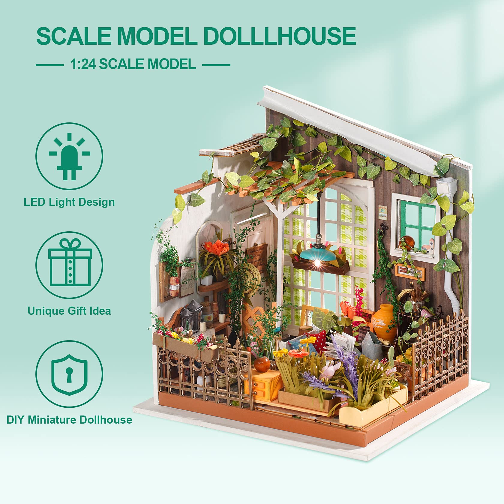 Foto 3 pulgar | Kit De Casa En Miniatura Rowood Miller's Garden A Escala 1:24 Con Muebles - Venta Internacional.