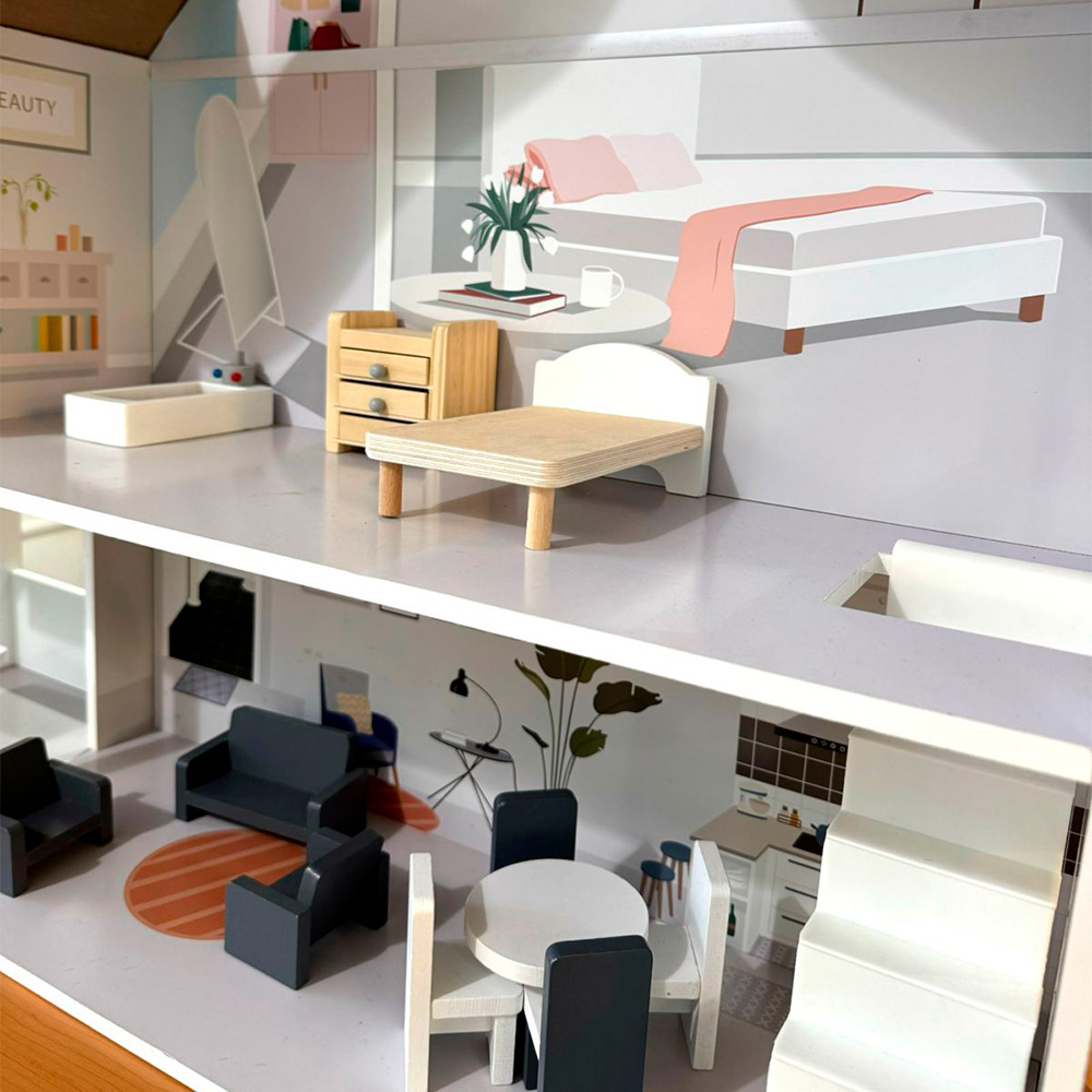 Foto 5 pulgar | Casita De Juguete Infantil De Madera Con Accesorios.