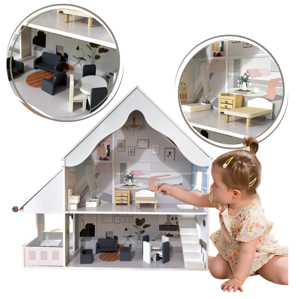 Foto 7 pulgar | Casita De Juguete Infantil De Madera Con Accesorios.
