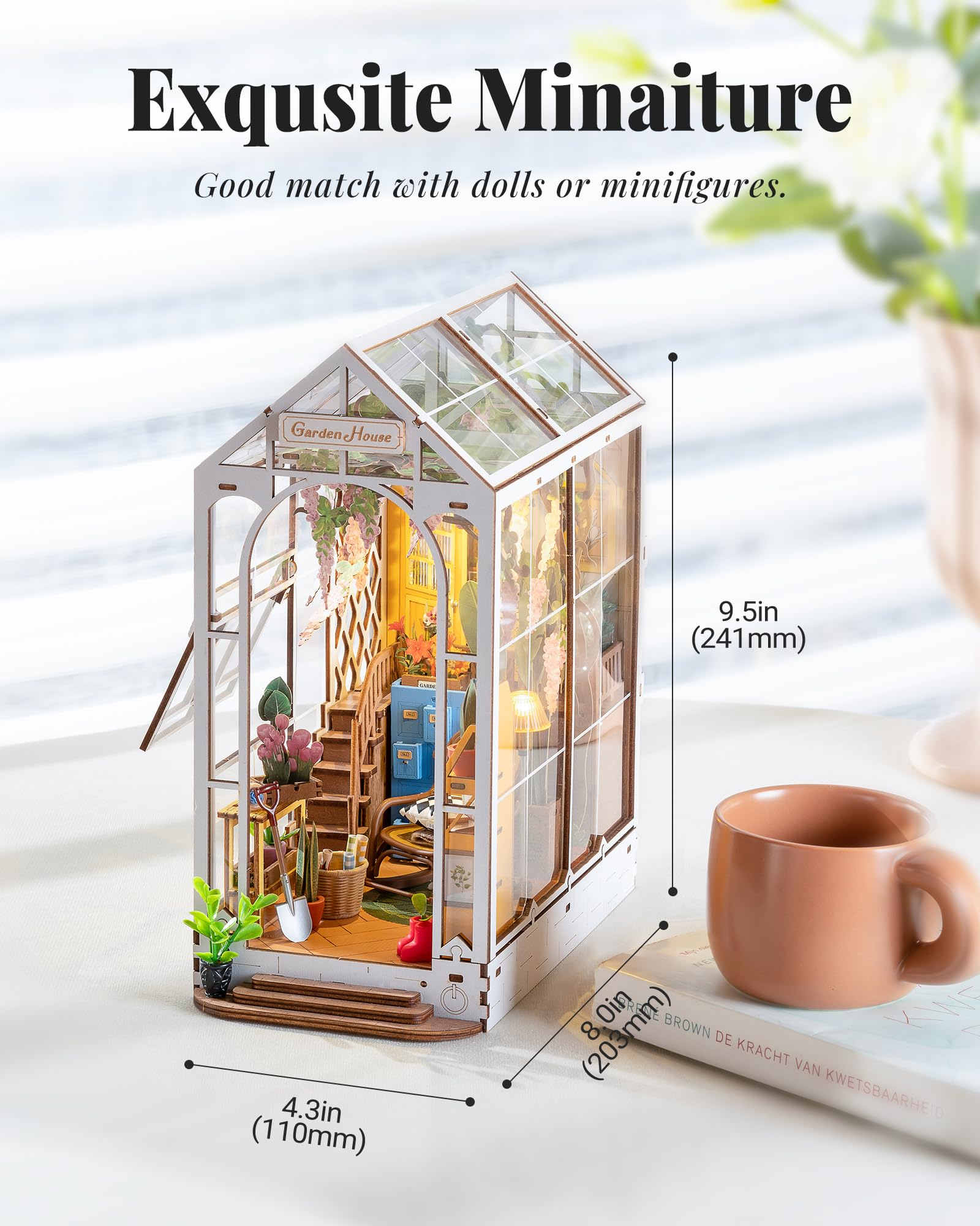 Foto 7 | Librería Book Nook Kit Rolife De Madera, 24 Cm, Casa De Jardín Con Led - Venta Internacional.
