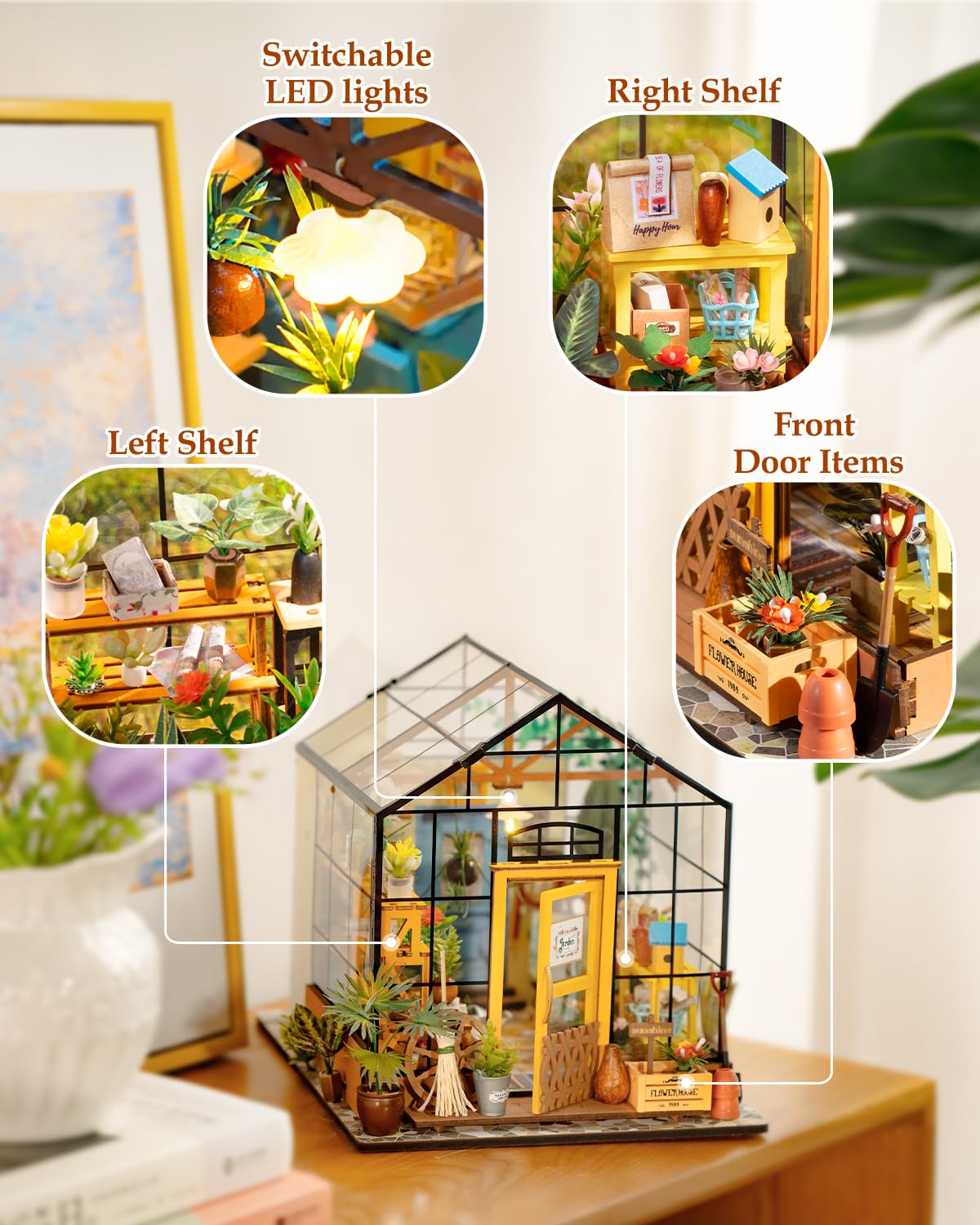 Foto 7 pulgar | Kit De Casa En Miniatura Rowood Cathy's Flower House Con Muebles - Venta Internacional.