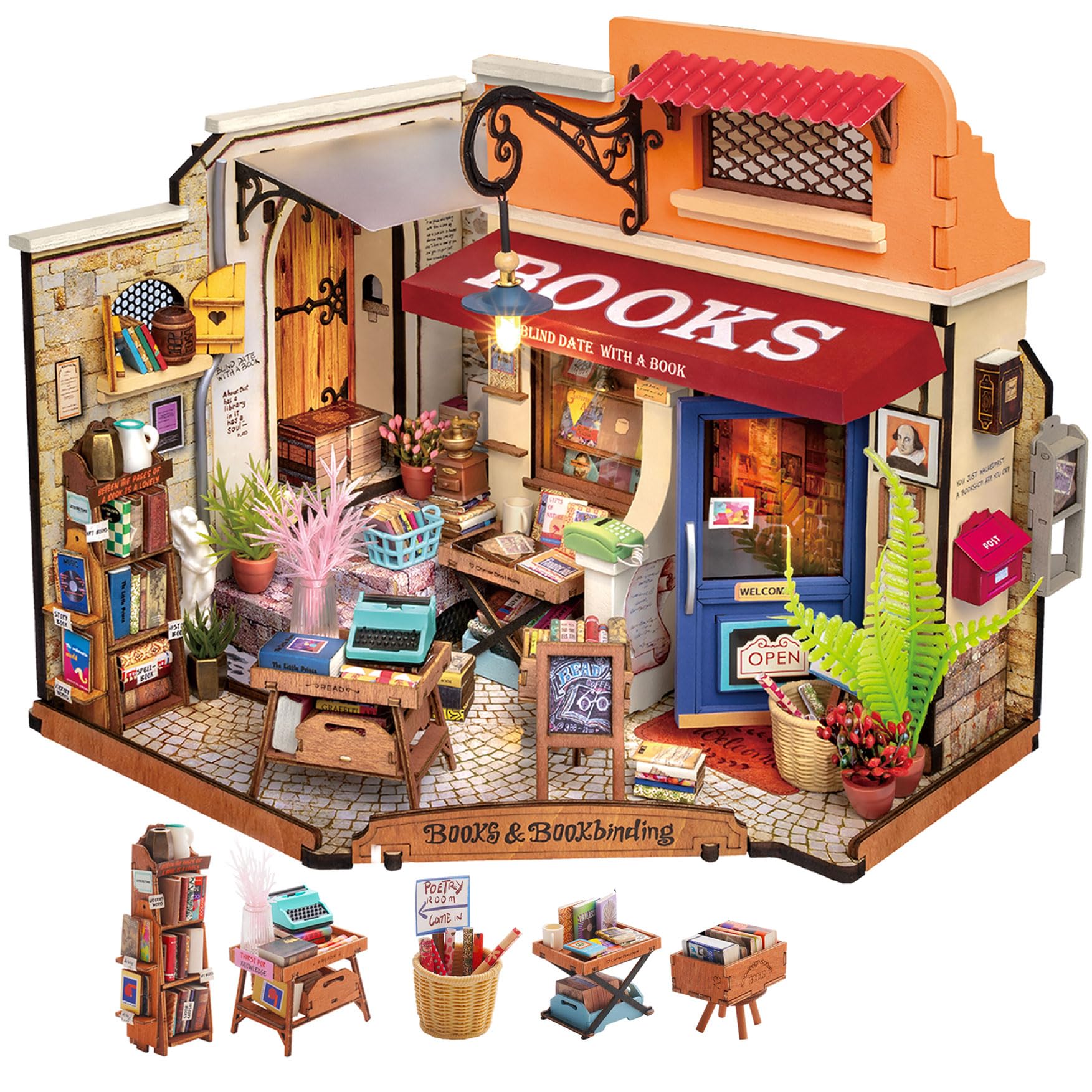 Foto 1 | Kit De Casa En Miniatura Rolife Corner Bookstore Con Led A Escala 1:20 - Venta Internacional.