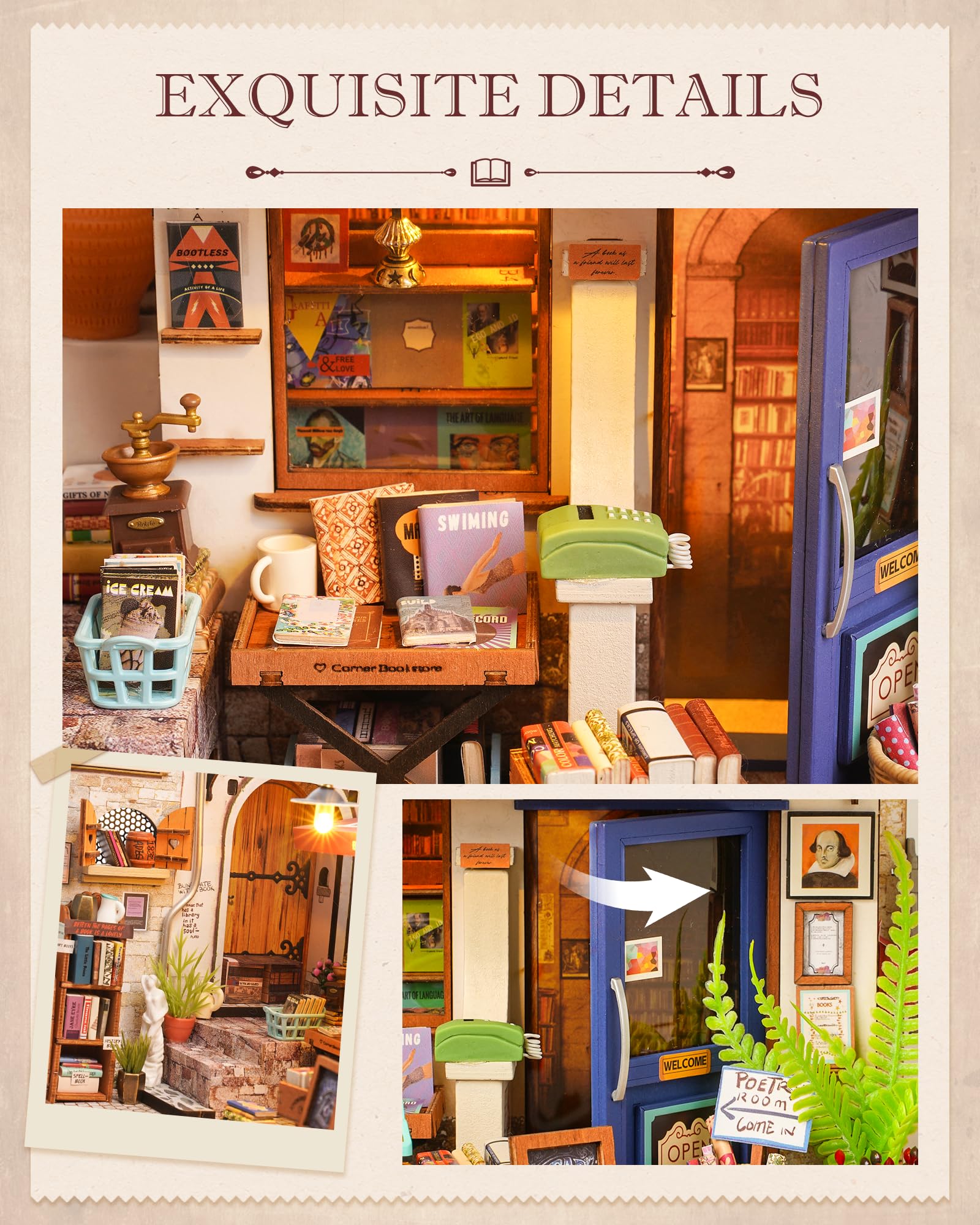 Foto 5 pulgar | Kit De Casa En Miniatura Rolife Corner Bookstore Con Led A Escala 1:20 - Venta Internacional.