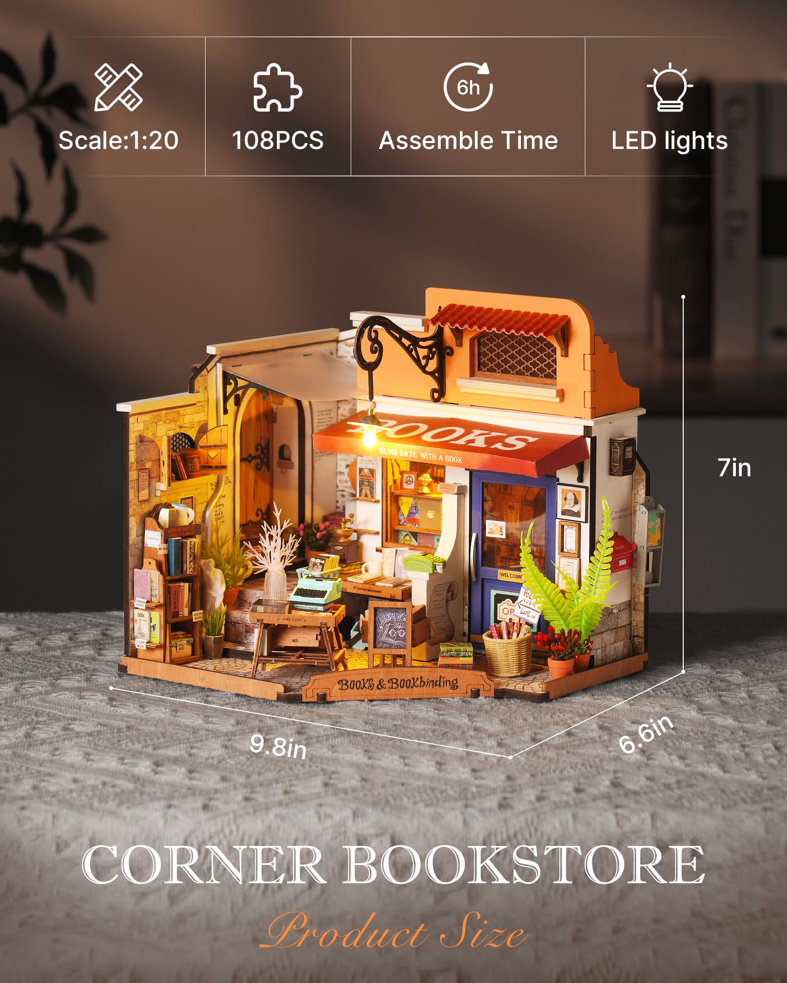 Foto 6 pulgar | Kit De Casa En Miniatura Rolife Corner Bookstore Con Led A Escala 1:20 - Venta Internacional.