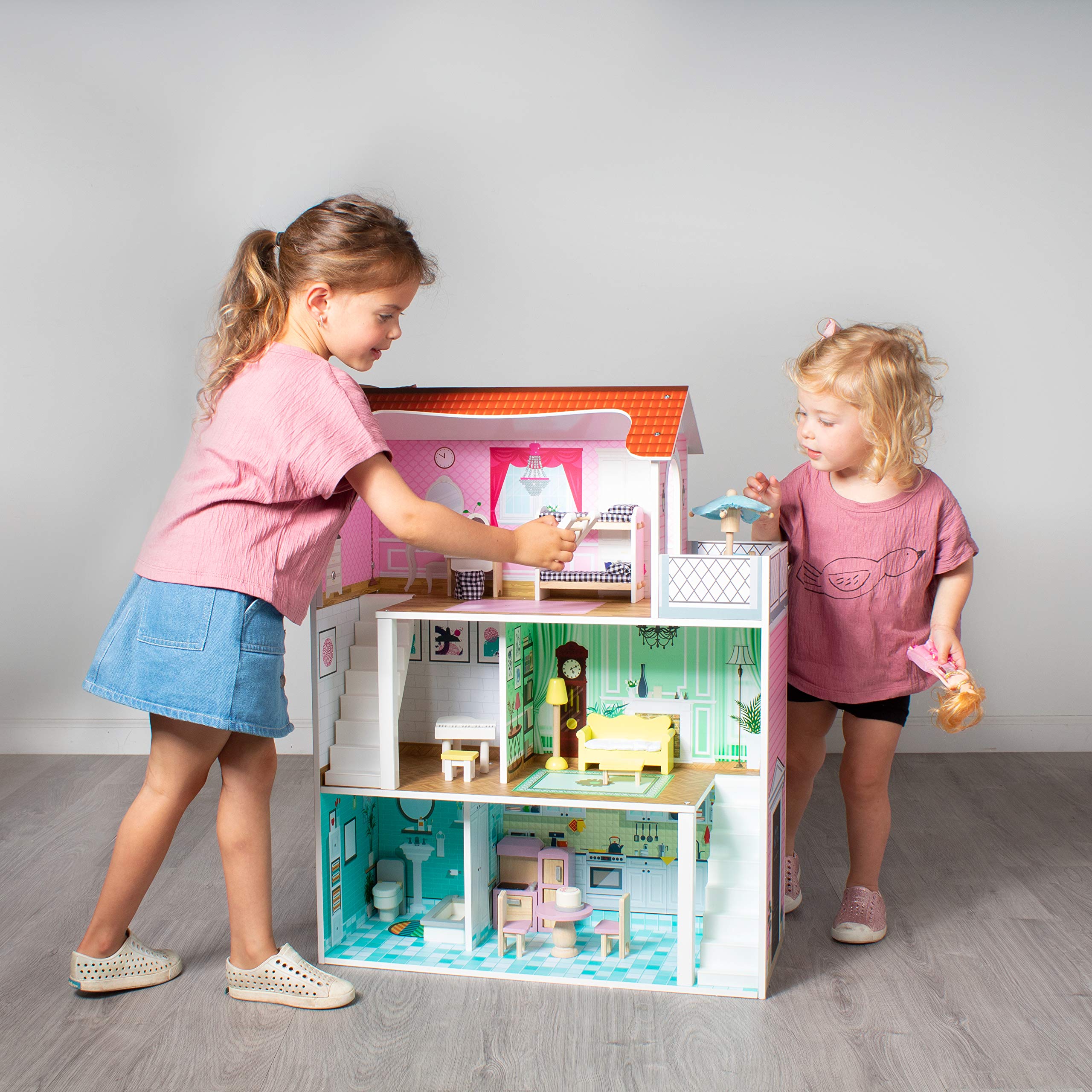 Foto 3 pulgar | Casa de Muñecas Milliard de Madera Rosa con Accesorios - Venta Internacional