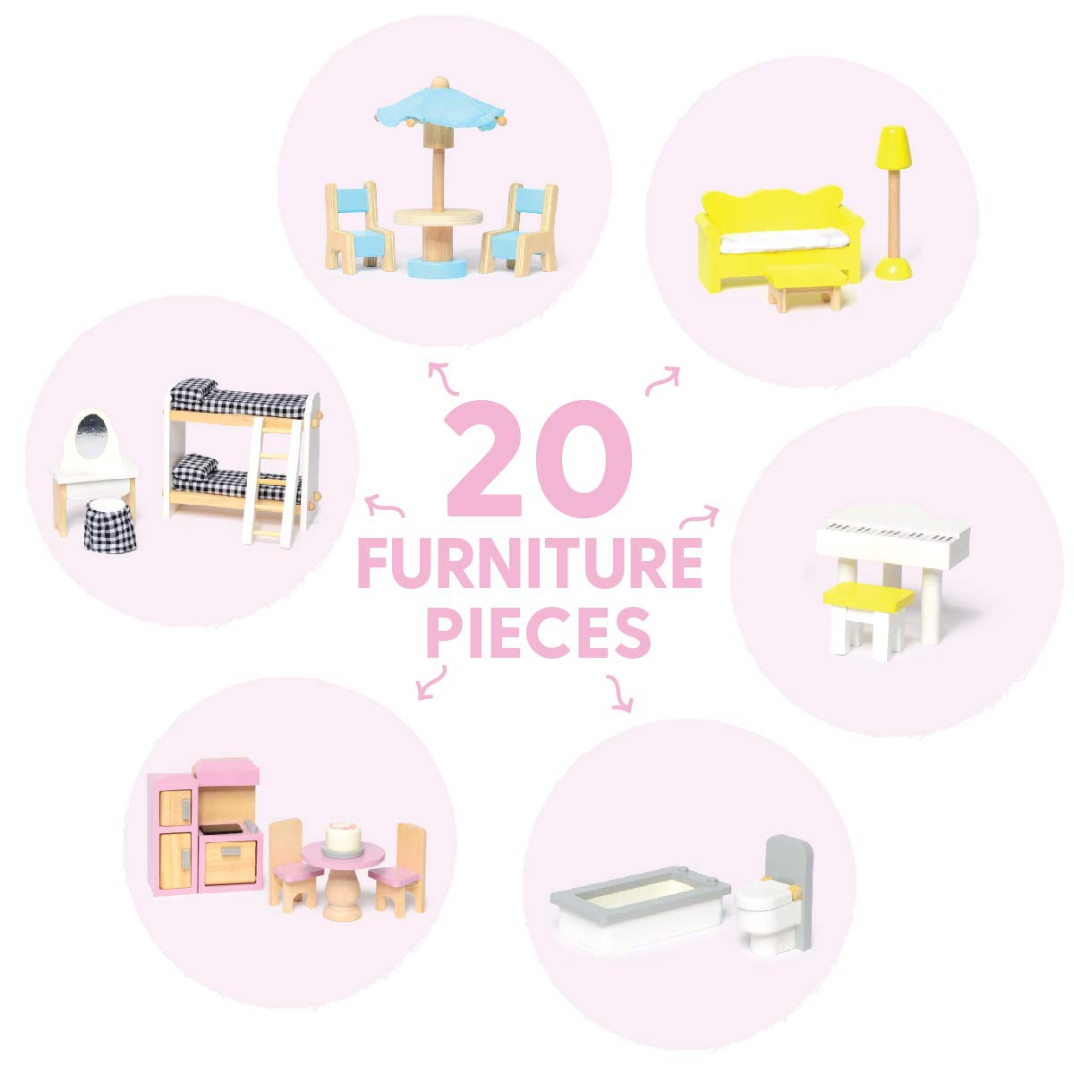 Foto 4 pulgar | Casa de Muñecas Milliard de Madera Rosa con Accesorios - Venta Internacional