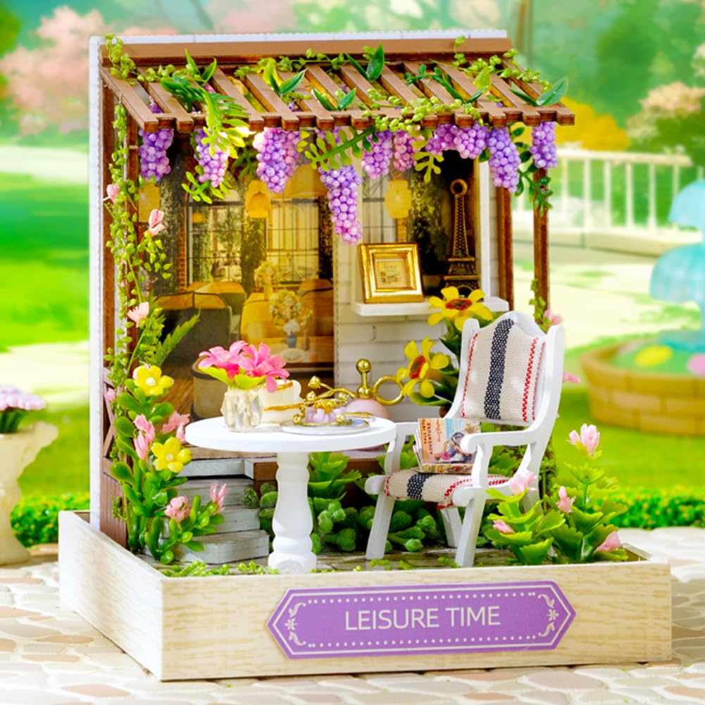 Foto 3 | Kit De Casa De Muñecas En Miniatura Para Hacer Tú Mismo, Casa De Muñecas De Madera Con Luces Led - Venta Internacional