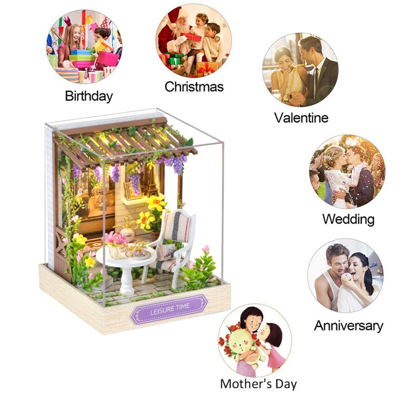 Foto 7 pulgar | Kit De Casa De Muñecas En Miniatura Para Hacer Tú Mismo, Casa De Muñecas De Madera Con Luces Led - Venta Internacional