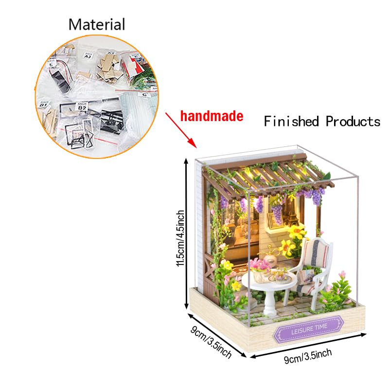 Foto 7 | Kit De Casa De Muñecas En Miniatura Para Hacer Tú Mismo, Casa De Muñecas De Madera Con Luces Led - Venta Internacional