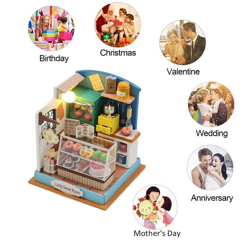 Foto 3 | Kit De Casa De Muñecas En Miniatura, Casa De Muñecas De Madera Con Luces Led - Venta Internacional.