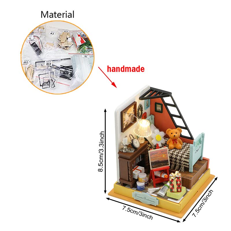 Foto 3 | Kit De Casa De Muñecas En Miniatura Para Hacer Tú Mismo, Casa De Muñecas De Madera Con Luces Led - Venta Internacional