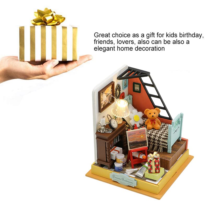 Foto 5 | Kit De Casa De Muñecas En Miniatura Para Hacer Tú Mismo, Casa De Muñecas De Madera Con Luces Led - Venta Internacional