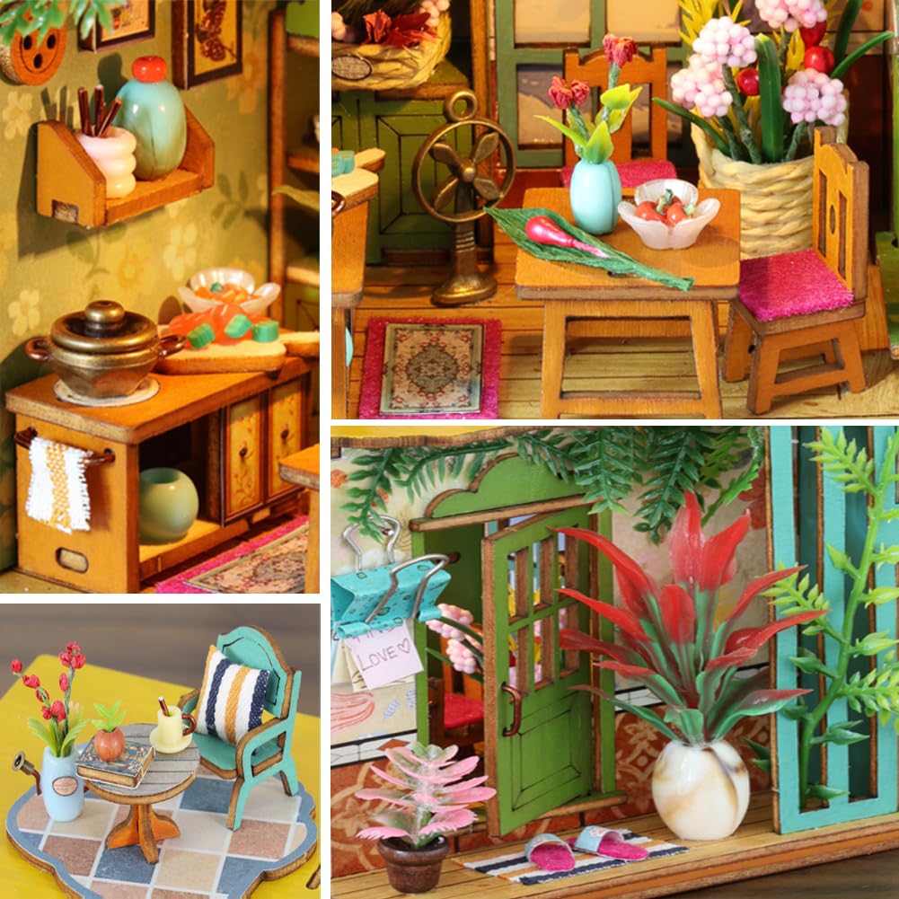Foto 5 pulgar | Kit De Casa De Muñecas En Miniatura Para Hacer Tú Mismo, Casa De Muñecas De Madera Con Luces Led - Venta Internacional