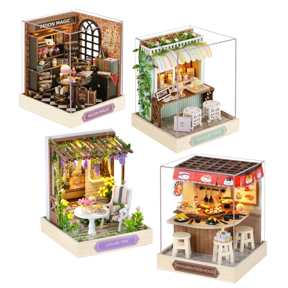 Foto 2 pulgar | Kit De Casa De Muñecas En Miniatura Para Bricolaje, Casa De Muñecas De Madera Con Led, 4 Unidades - Venta Internaciona
