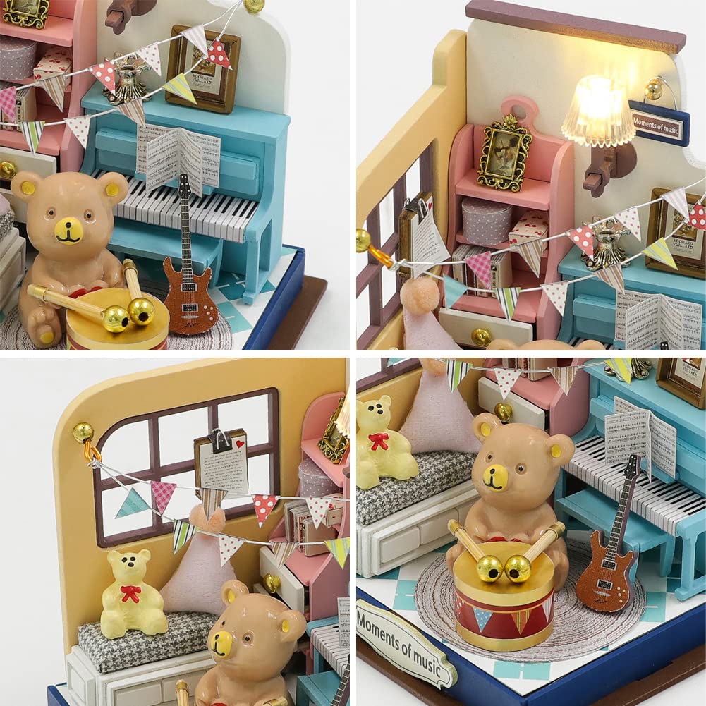 Foto 3 pulgar | Kit De Casa De Muñecas En Miniatura Para Hacer Tú Mismo, Casa De Muñecas De Madera Con Luces Led - Venta Internacional