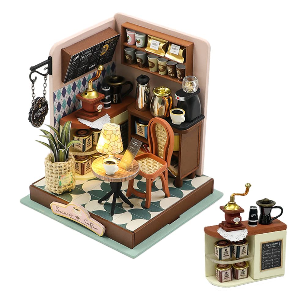 Foto 2 pulgar | Kit De Casa De Muñecas En Miniatura Tumi Coffee Con Led Para Cumpleaños - Venta Internacional.