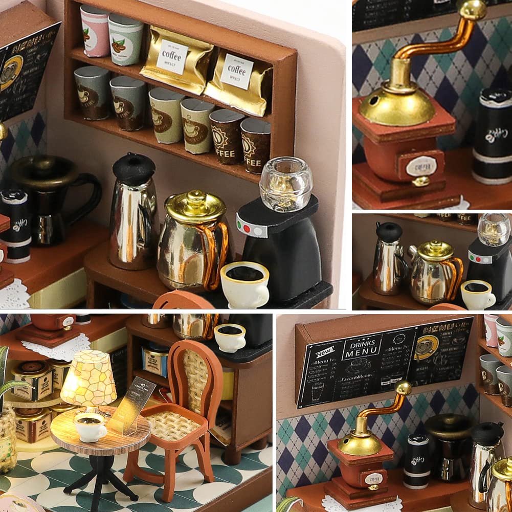 Foto 3 pulgar | Kit De Casa De Muñecas En Miniatura Tumi Coffee Con Led Para Cumpleaños - Venta Internacional.