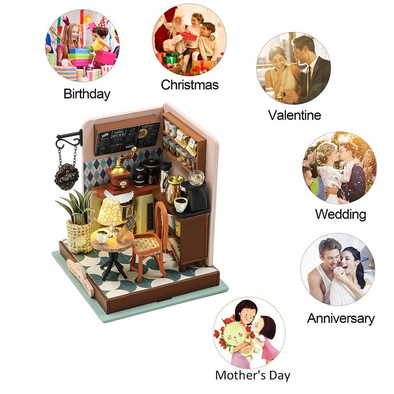 Foto 6 | Kit De Casa De Muñecas En Miniatura Tumi Coffee Con Led Para Cumpleaños - Venta Internacional.