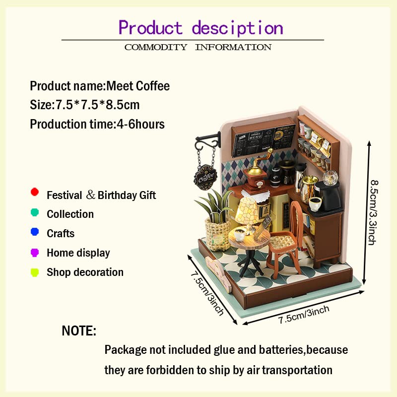 Foto 8 pulgar | Kit De Casa De Muñecas En Miniatura Tumi Coffee Con Led Para Cumpleaños - Venta Internacional.