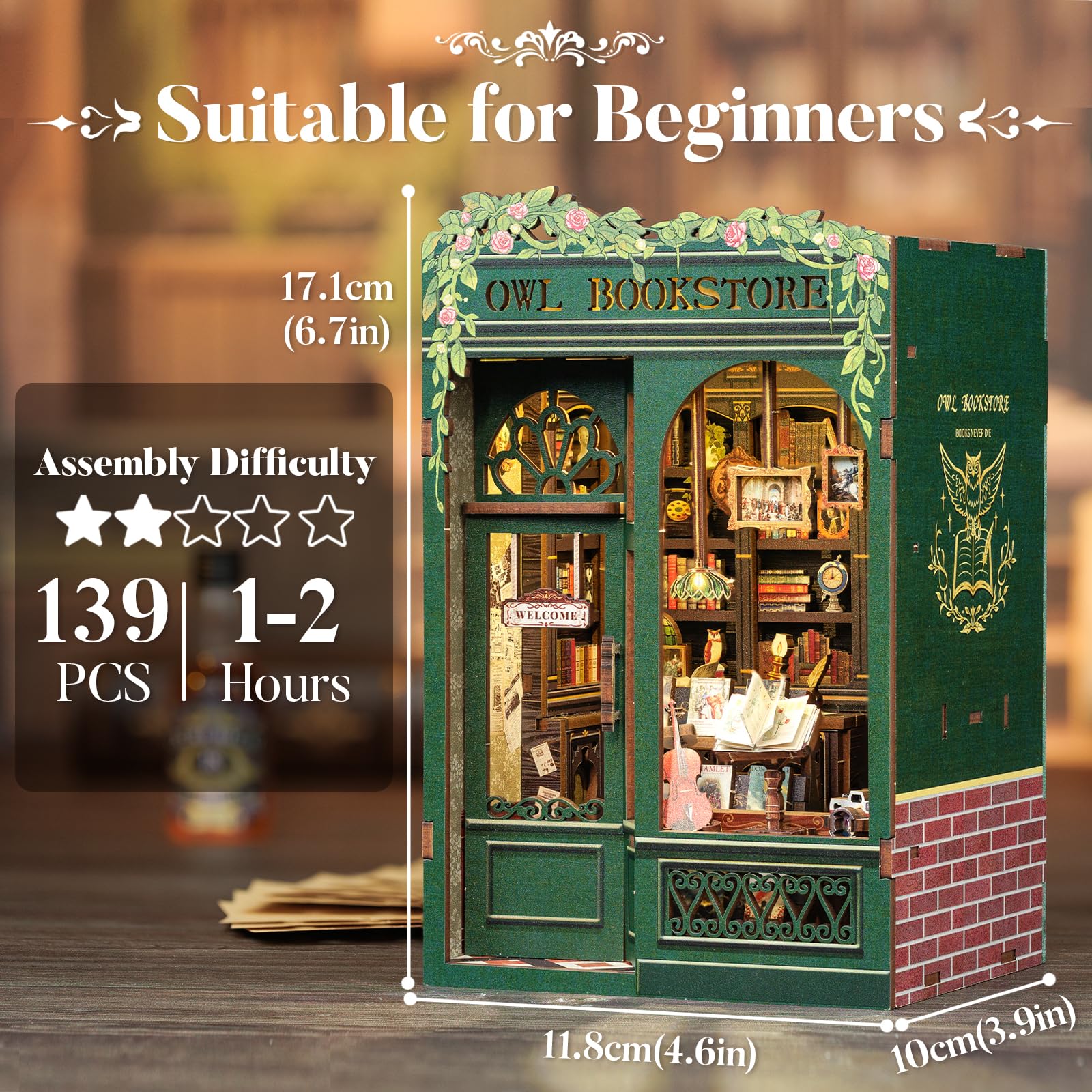 Foto 4 pulgar | Kit De Casa En Miniatura Cutebee Book Nook Owl Bookstore - Venta Internacional.